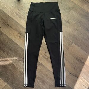 Adidas Women Black Leggings with White Accents